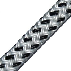 064118ZW Gevlochten landvast 18mm wit/zwart Tuned Rigs & ropes